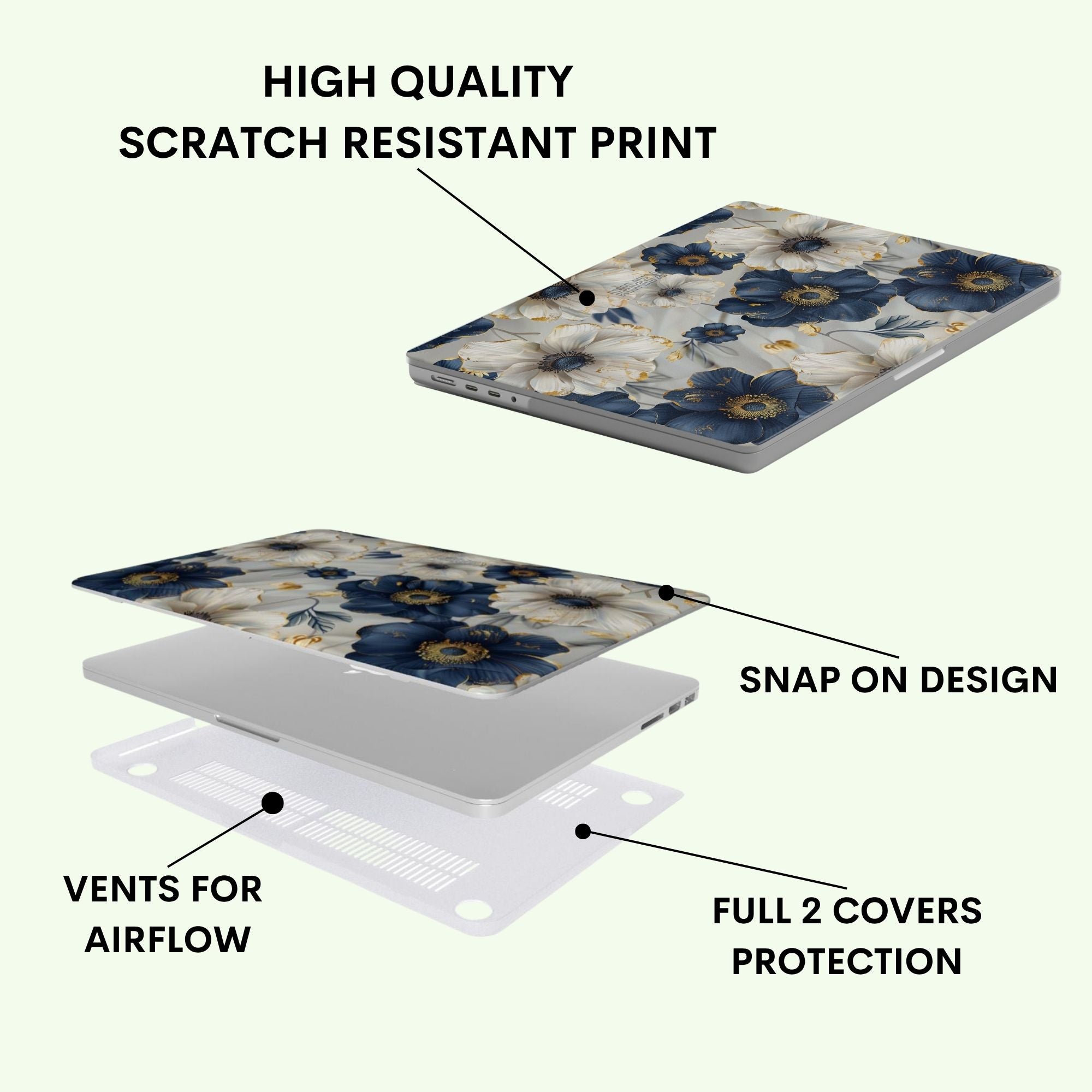 White Bloom Macbook Case